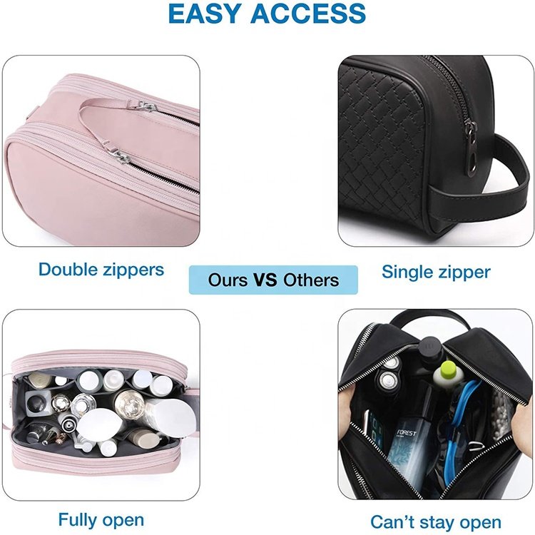 Large Vegan Leather Makeup Bag Zipper Pouch Travel Cosmetic Organizer for Women and Girls