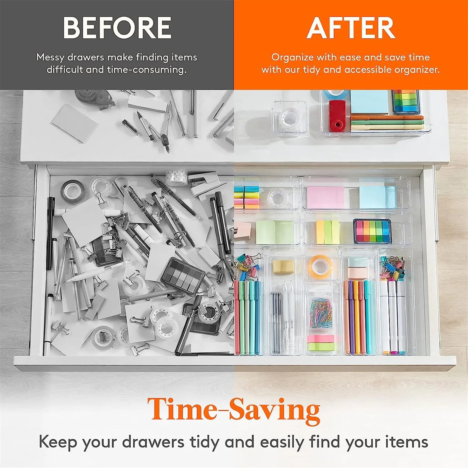 Adjustable Drawer Organizer Box Trays Make Up Cosmetics Sundries Divider Holder Kitchen Bathroom Closet Jewellery Box