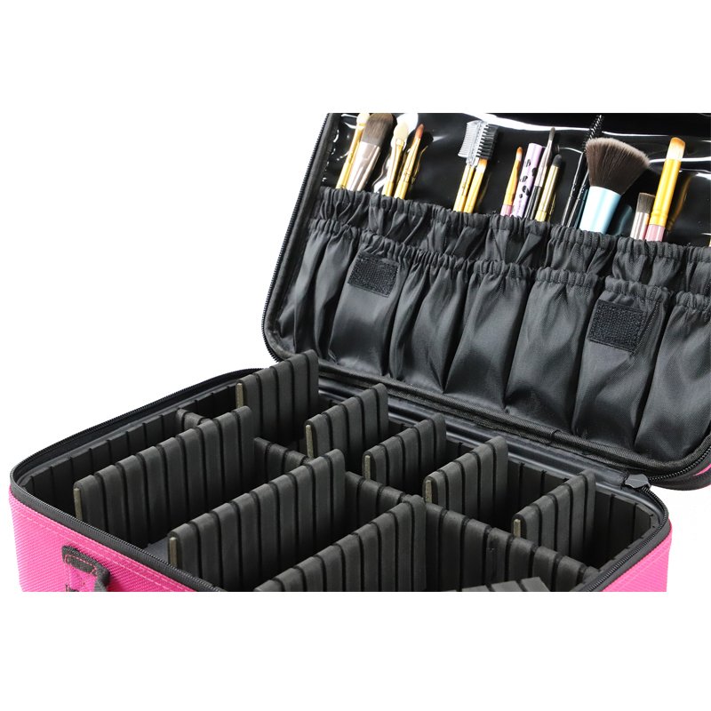 Multipurpose Large 3 Layers Cosmetic Makeup Case Organizer Makeup Artist Bag with Adjustable Dividers