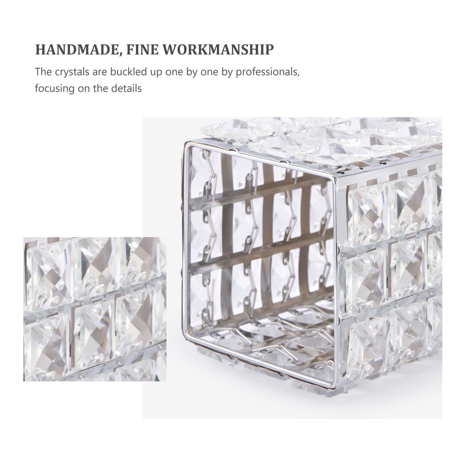 WALUE Acrylic silver shiny pen holder square crystal makeup brush storage bucket for makeup organizers crystal cosmetics bucket