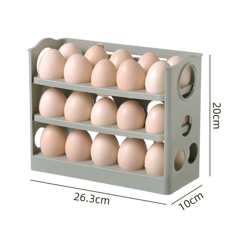 Light Three-Layers Collapsible plastic Kitchen Flip Egg Box Refrigerator Side Door Storage Rack 30 pieces Four colors available