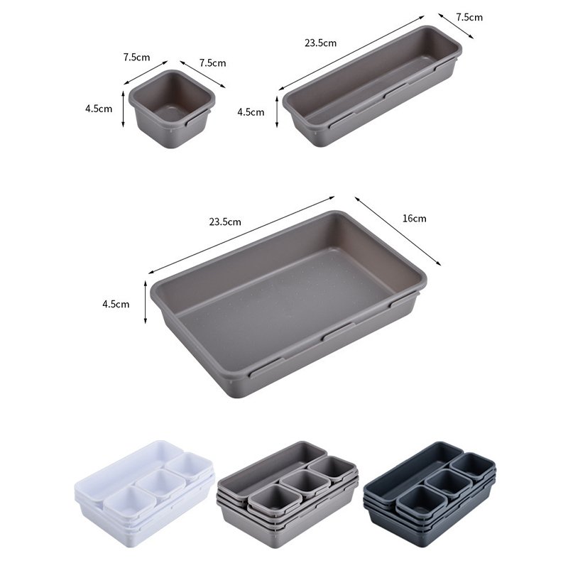 NISEVEN Hot Sale 8pcs/Set Makeup Office Vanity Storage Tray Stackable Drawer Organizer Plastic Storage Box Set