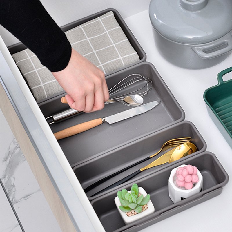 NISEVEN Hot Sale 8pcs/Set Makeup Office Vanity Storage Tray Stackable Drawer Organizer Plastic Storage Box Set