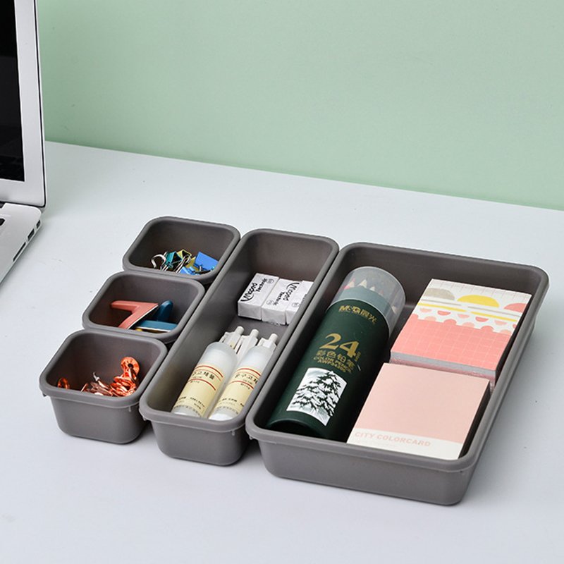 NISEVEN Hot Sale 8pcs/Set Makeup Office Vanity Storage Tray Stackable Drawer Organizer Plastic Storage Box Set