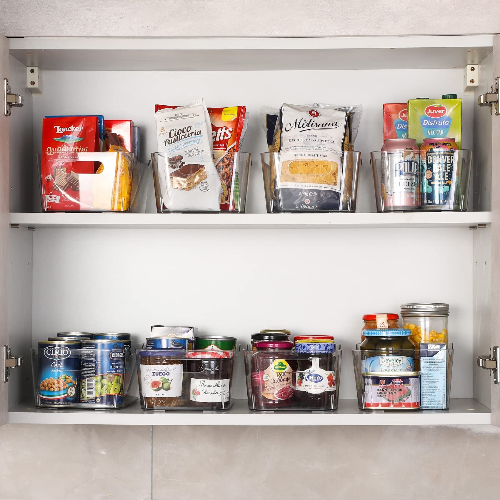 Kitchen-Friendly Clear Plastic Storage Bins Pantry Fridge Organizer Containers for Medicine Cabinet and Snack Freezer Storage