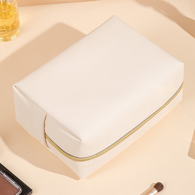 Portable Small Women Cosmetic Organizer Storage Bag PU Leather Waterproof Make up Bag with Zipper for Purse Travel