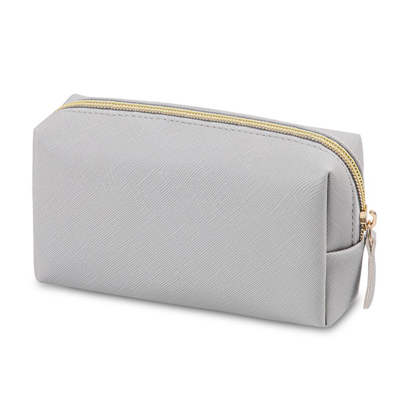 Portable Small Women Cosmetic Organizer Storage Bag PU Leather Waterproof Make up Bag with Zipper for Purse Travel