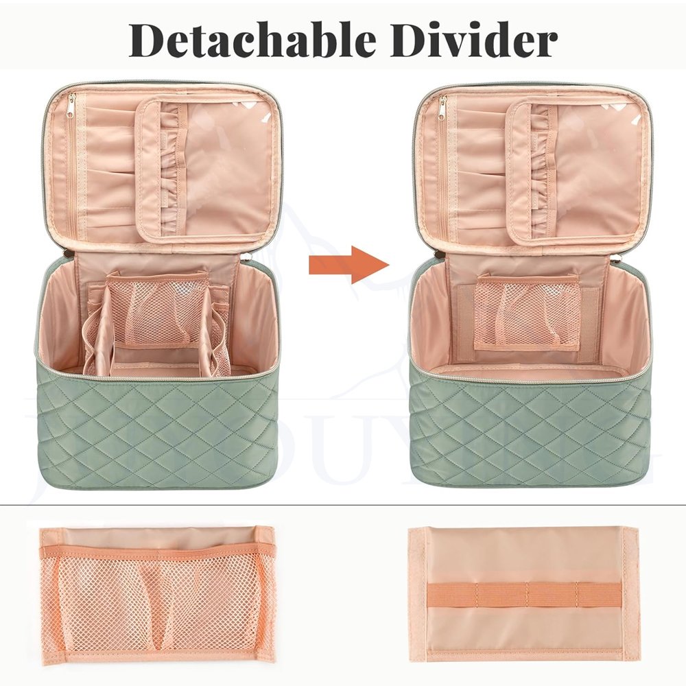 Quilted Makeup Handbag Advanced Travel Storage Cosmetic Large Capacity Multifunctional Portable Diamond Fashion Pu Material
