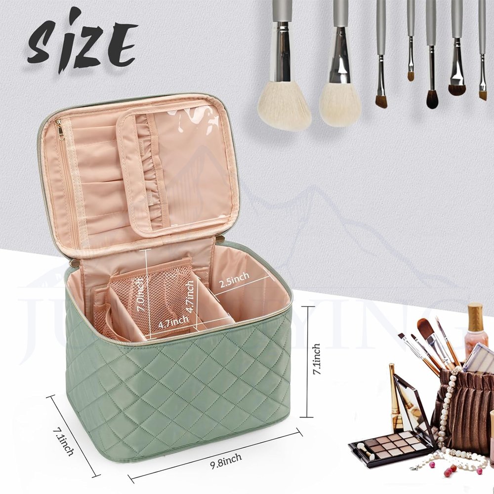 Quilted Makeup Handbag Advanced Travel Storage Cosmetic Large Capacity Multifunctional Portable Diamond Fashion Pu Material