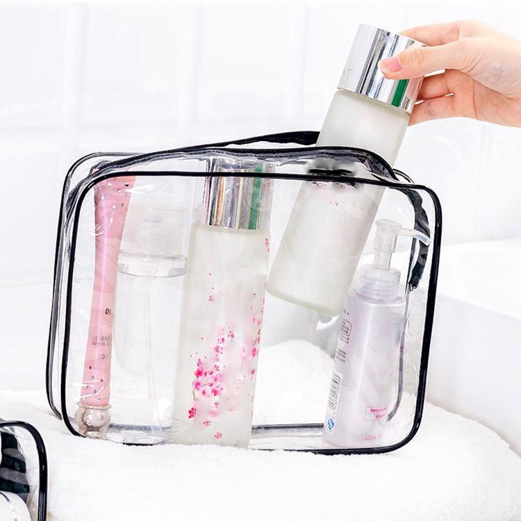 Custom Logo Women Clear Make Up Organizer Pouches Tote Travel Toiletry Bags Transparent Pvc Cosmetic Makeup Bag