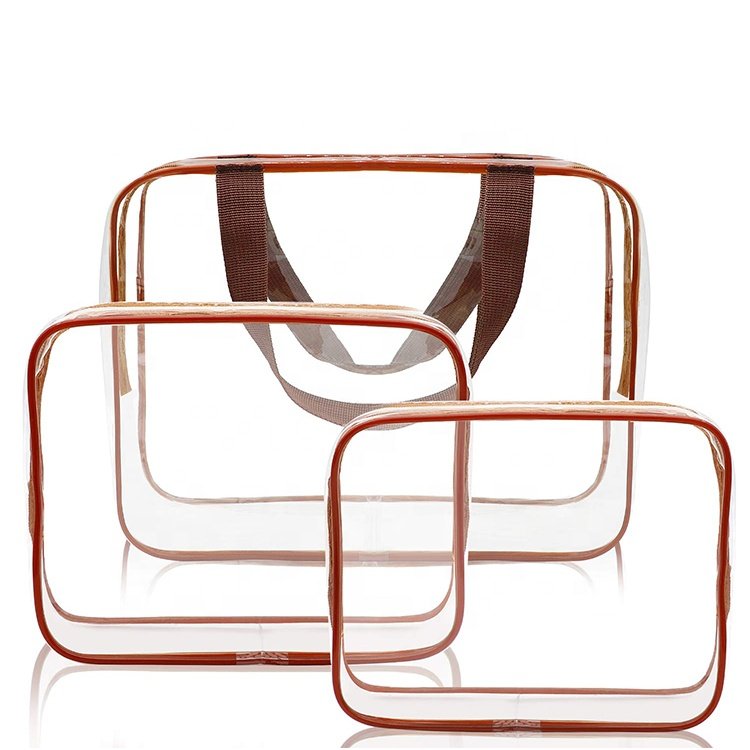 Custom Logo Women Clear Make Up Organizer Pouches Tote Travel Toiletry Bags Transparent Pvc Cosmetic Makeup Bag