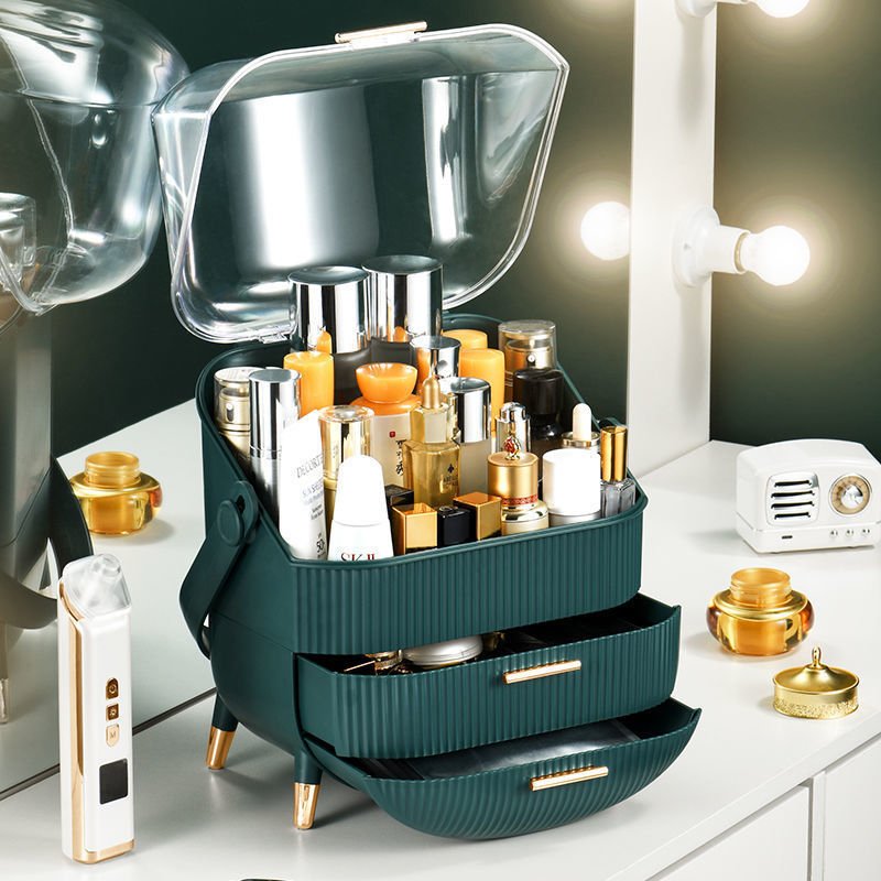 New Luxury Clear Acrylic Portable Dust Proof Plastic Makeup Jewelry Organizer Skincare Shelf Desktop Cosmetic Storage Box