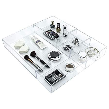 Factory Custom Wholesale lucite Acrylic Cosmetic Organizer tray Acrylic makeup Organizer tray jewelry Sectional Tray Divider