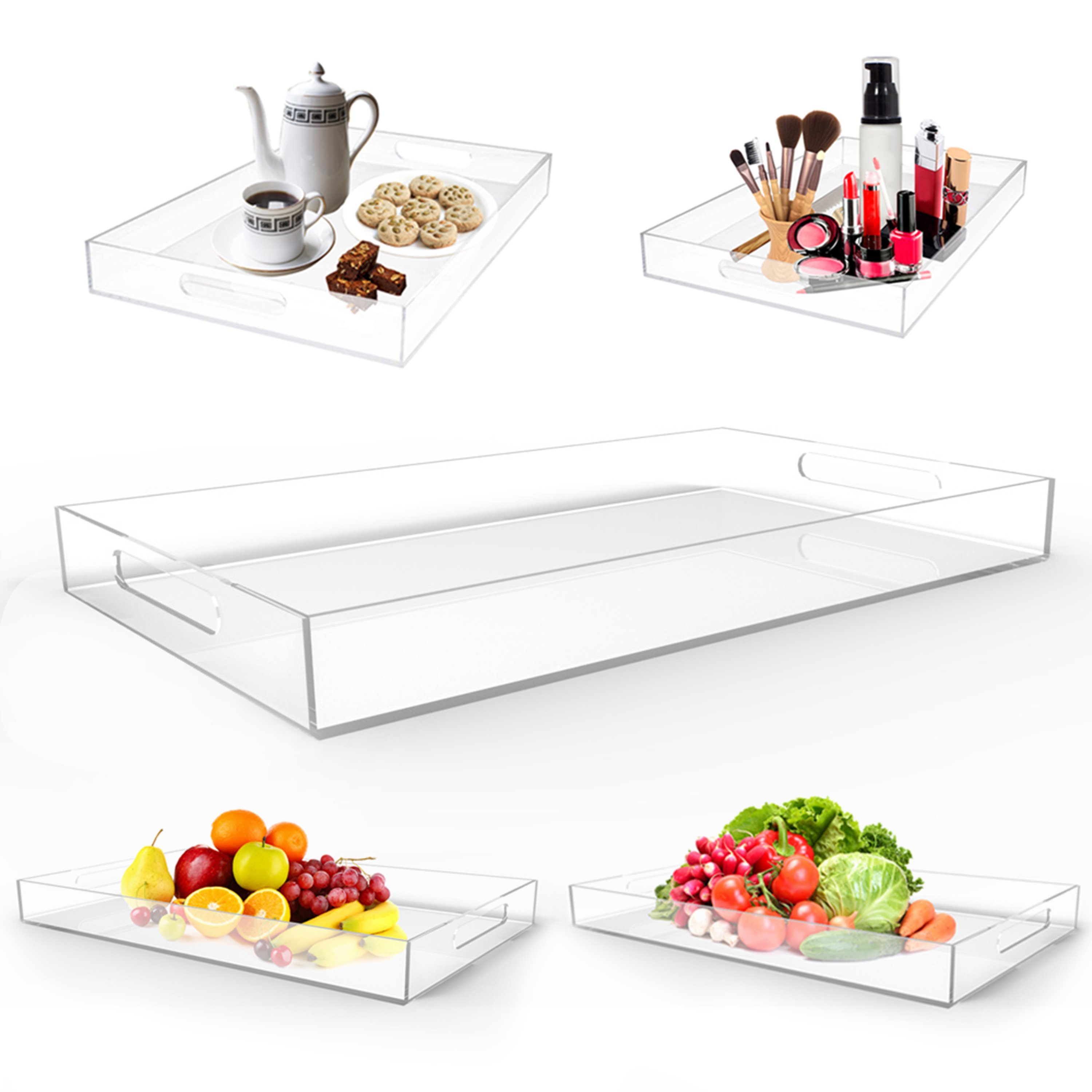 Factory Custom Wholesale lucite Acrylic Cosmetic Organizer tray Acrylic makeup Organizer tray jewelry Sectional Tray Divider