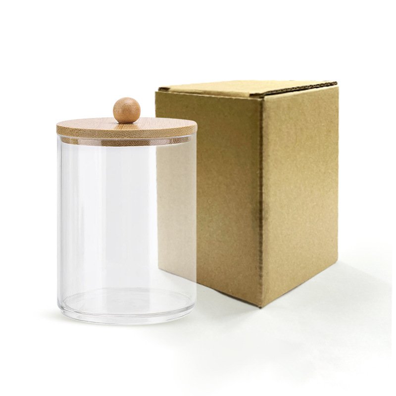 Acrylic Cotton Swab Storage Jar Makeup Cotton Round Pads Organizer Holder Bathroom Dispenser