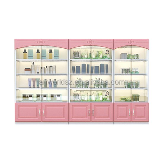 ARTWORLD Displays Modern Skin Care Product Display Showcase Customized Cosmetic Store Display Cabinet
