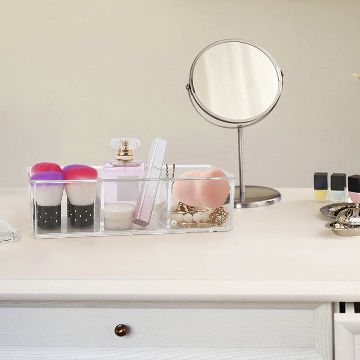 Cotton Pad Holder Clear Cotton Swab Storage Box Cosmetic Pad Organizer Acrylic Storage Box Bathroom Jar Makeup Organizer