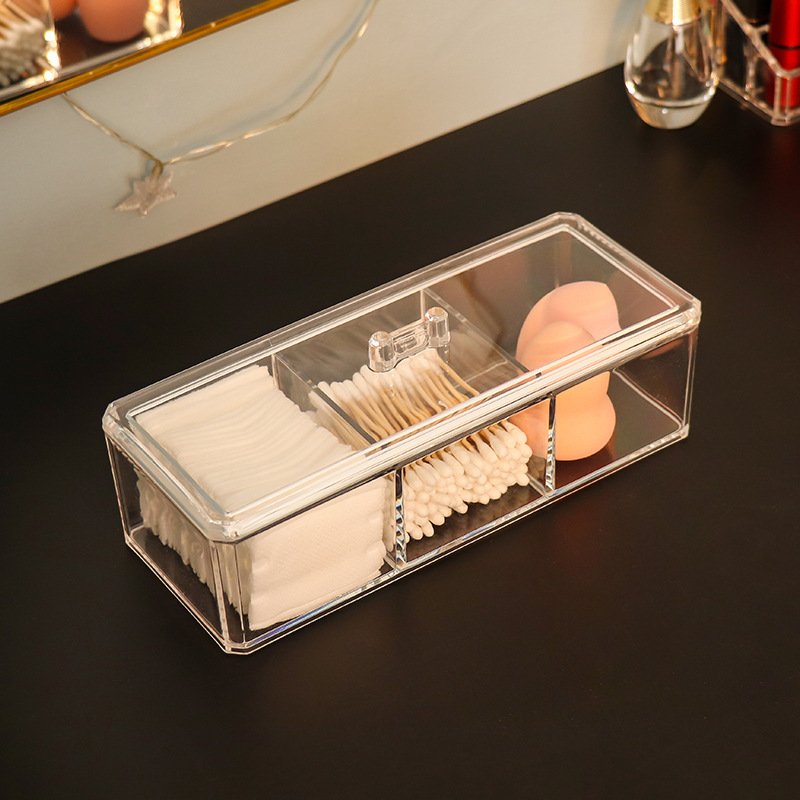Cotton Pad Holder Clear Cotton Swab Storage Box Cosmetic Pad Organizer Acrylic Storage Box Bathroom Jar Makeup Organizer