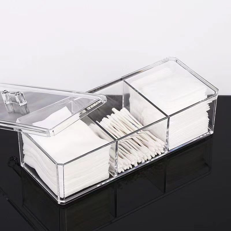Cotton Pad Holder Clear Cotton Swab Storage Box Cosmetic Pad Organizer Acrylic Storage Box Bathroom Jar Makeup Organizer