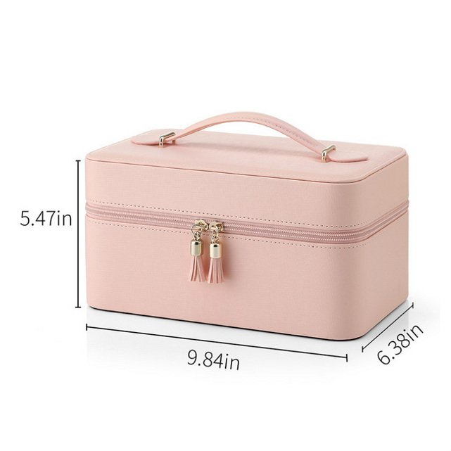Luxury pink Jewelry Storage makeup bag vegan leather toiletry Cosmetic Bag for women
