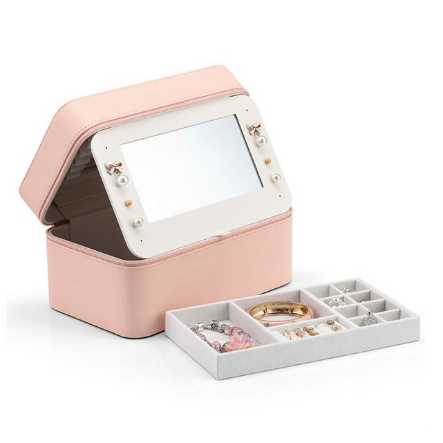 Luxury pink Jewelry Storage makeup bag vegan leather toiletry Cosmetic Bag for women