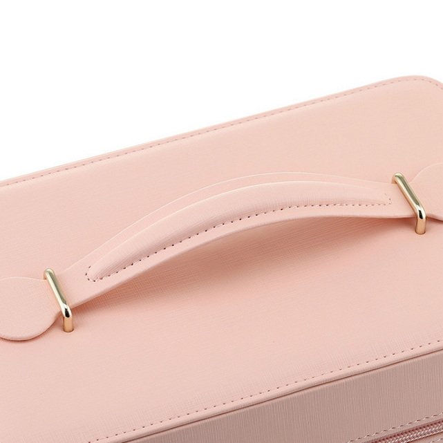 Luxury pink Jewelry Storage makeup bag vegan leather toiletry Cosmetic Bag for women