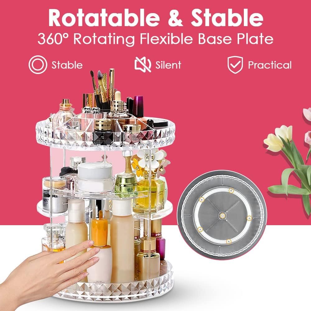 360 Degree Rotating Make up Organizers Cosmetics brush Holder Perfume,Lipsticks Large Capacity Skincare Cosmetic Organizer