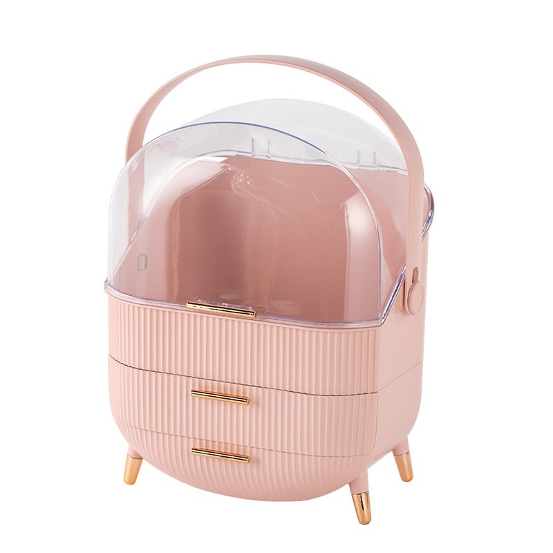 OEM/ODM 3 Pcs Set Makeup Organizer for Vanity Portable 2 Drawer Cosmetic Storage Box w/ Brush Holder Lipstick Skincare Display C