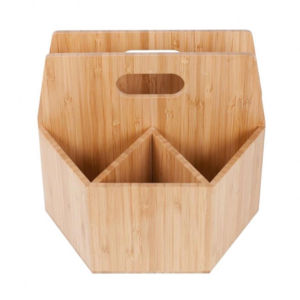 Bamboo Wood Makeup Organizer Rotating Caddy Stand Tray, Cosmetics Storage, Palette Holder, Brush Compartments, Tabletop Carousel