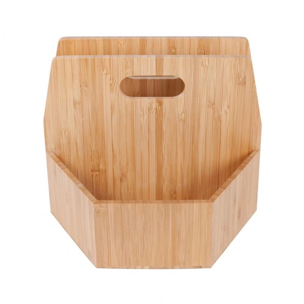 Bamboo Wood Makeup Organizer Rotating Caddy Stand Tray, Cosmetics Storage, Palette Holder, Brush Compartments, Tabletop Carousel