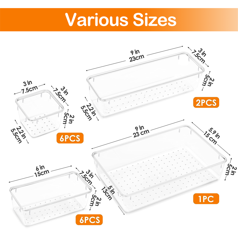 Plastic Drawer Hidden Box Home Jewelry Sundries Cosmetics Storage Box Desk Organizer 15 Piece