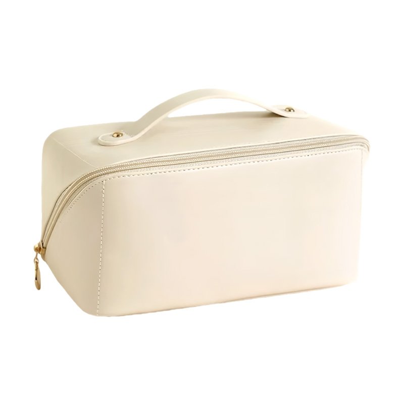 Elegant PU Cosmetic Pouch with Wide Open Top Travel Zipper Durable Water-Resistant Toiletry Bag for Lady Pu Pillow Bag