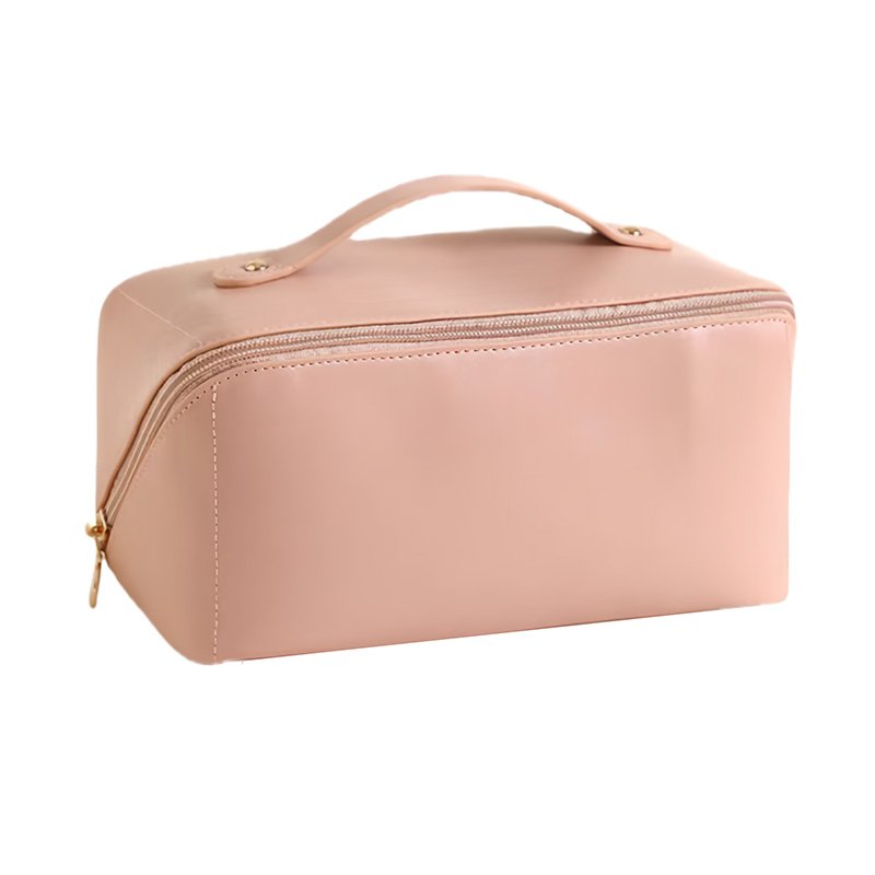 Elegant PU Cosmetic Pouch with Wide Open Top Travel Zipper Durable Water-Resistant Toiletry Bag for Lady Pu Pillow Bag