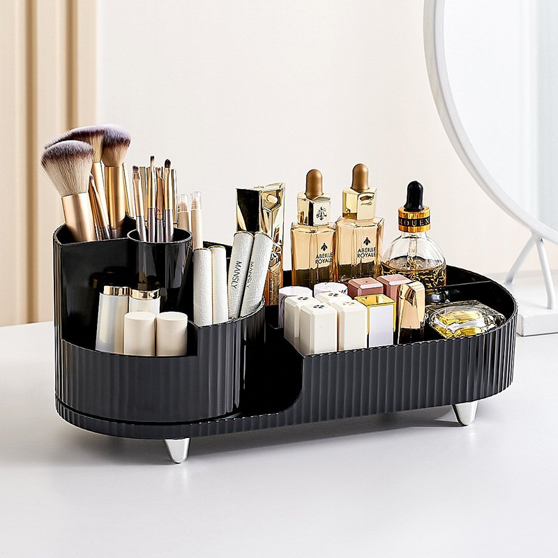Home Accessories 360 Rotating Makeup Organizer for Vanity Large Cosmetic Skincare Organizer Plastic Makeup Brush Holder