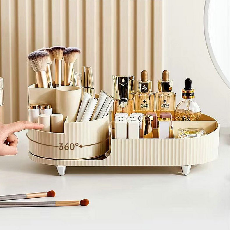 Home Accessories 360 Rotating Makeup Organizer for Vanity Large Cosmetic Skincare Organizer Plastic Makeup Brush Holder
