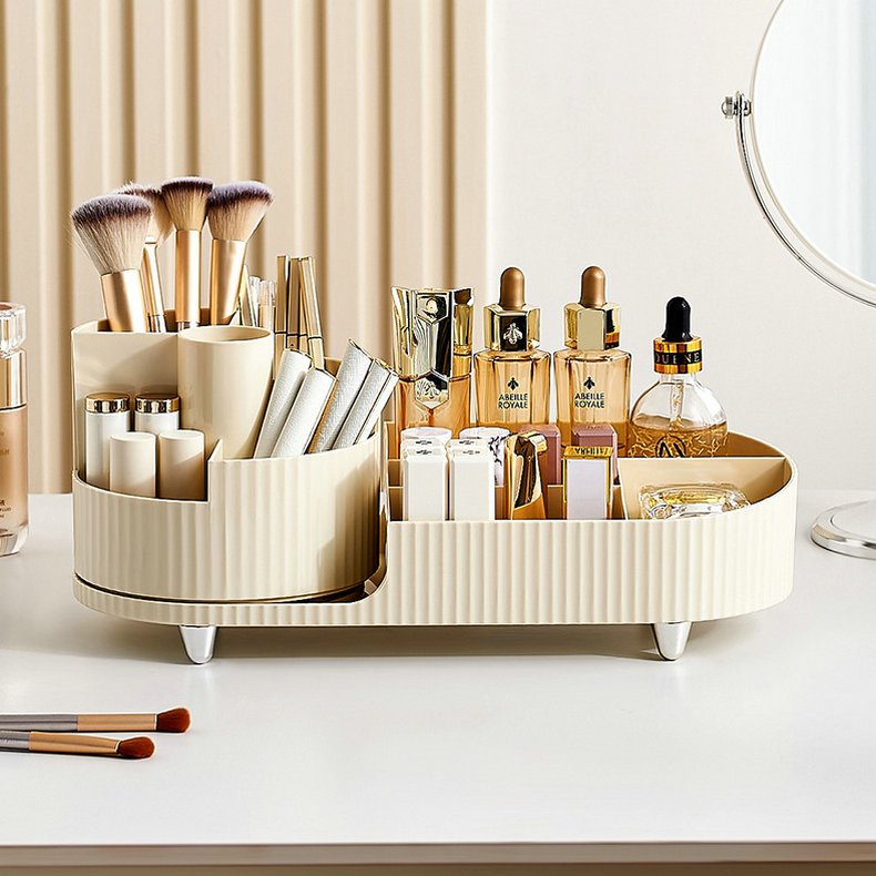 Home Accessories 360 Rotating Makeup Organizer for Vanity Large Cosmetic Skincare Organizer Plastic Makeup Brush Holder