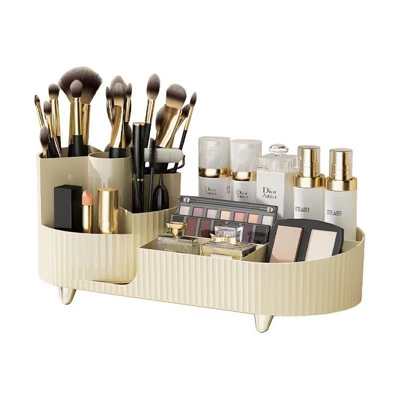 Home Accessories 360 Rotating Makeup Organizer for Vanity Large Cosmetic Skincare Organizer Plastic Makeup Brush Holder
