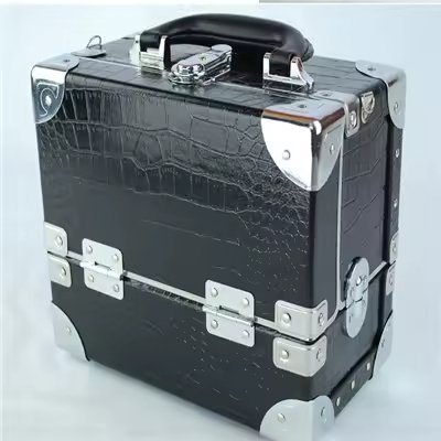 Vintage Travel Suitcase Complete Kit Beauty Professional Make Up Organizer Luxury Cosmetic Case Leather Wholesale Makeup Box