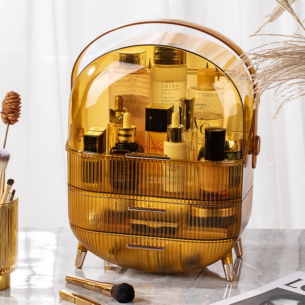 Light Luxury Portable Large Capacity Dustproof Cosmetic Storage Box Cross-Border Plastic Products Skin Care Jewelry Shelf