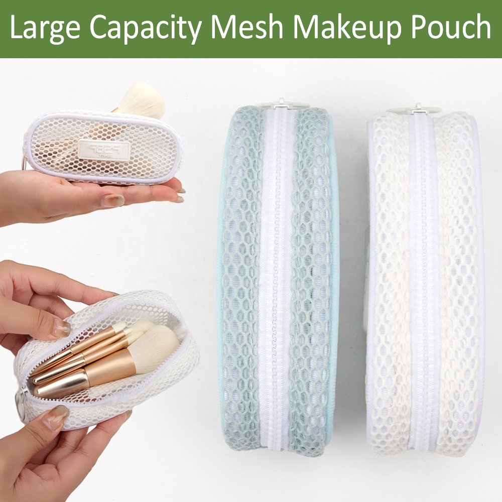 Mesh Mini Makeup Cosmetic Bag Portable Travel Organizing Zipper Pouch Toiletries Makeup Pouches