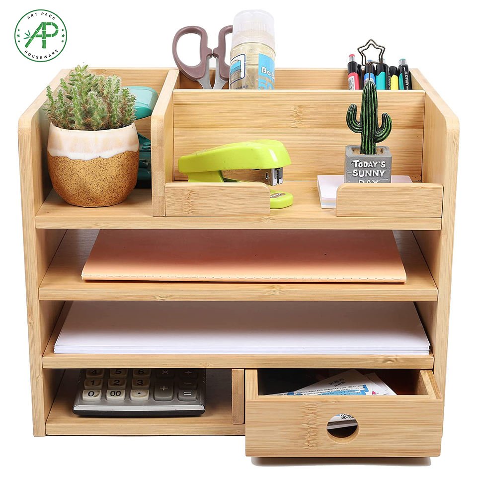 Factory Supply Bamboo Desk Organizers and Storage for Office and Home Supply