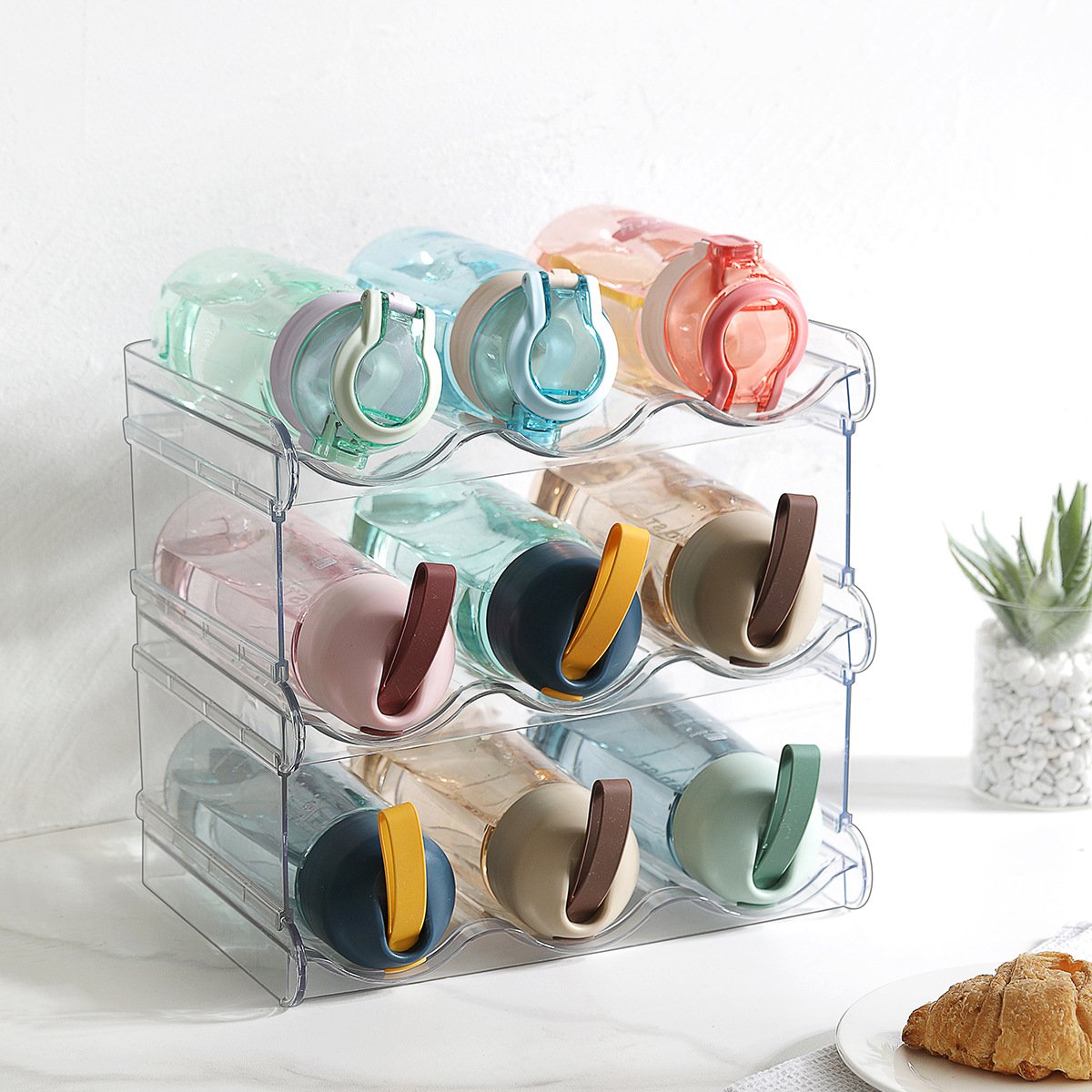 Choice Fun Detachable Thermos Foldable Multi-Layer Stackable Transparent Plastic Water Bottle Organize storage rack