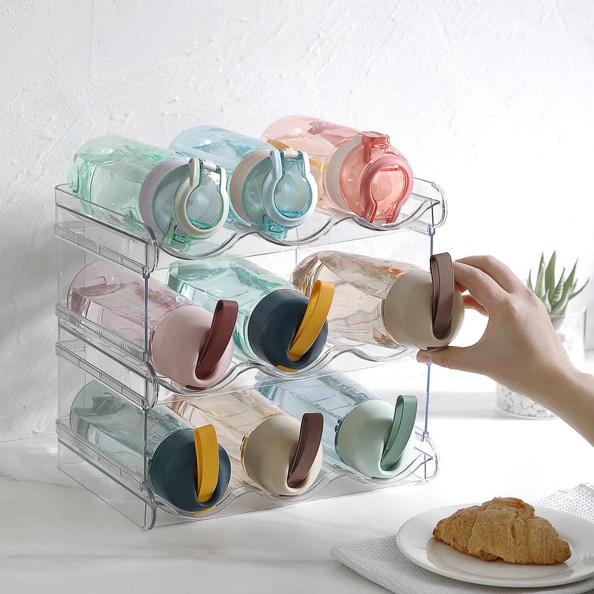 Choice Fun Detachable Thermos Foldable Multi-Layer Stackable Transparent Plastic Water Bottle Organize storage rack