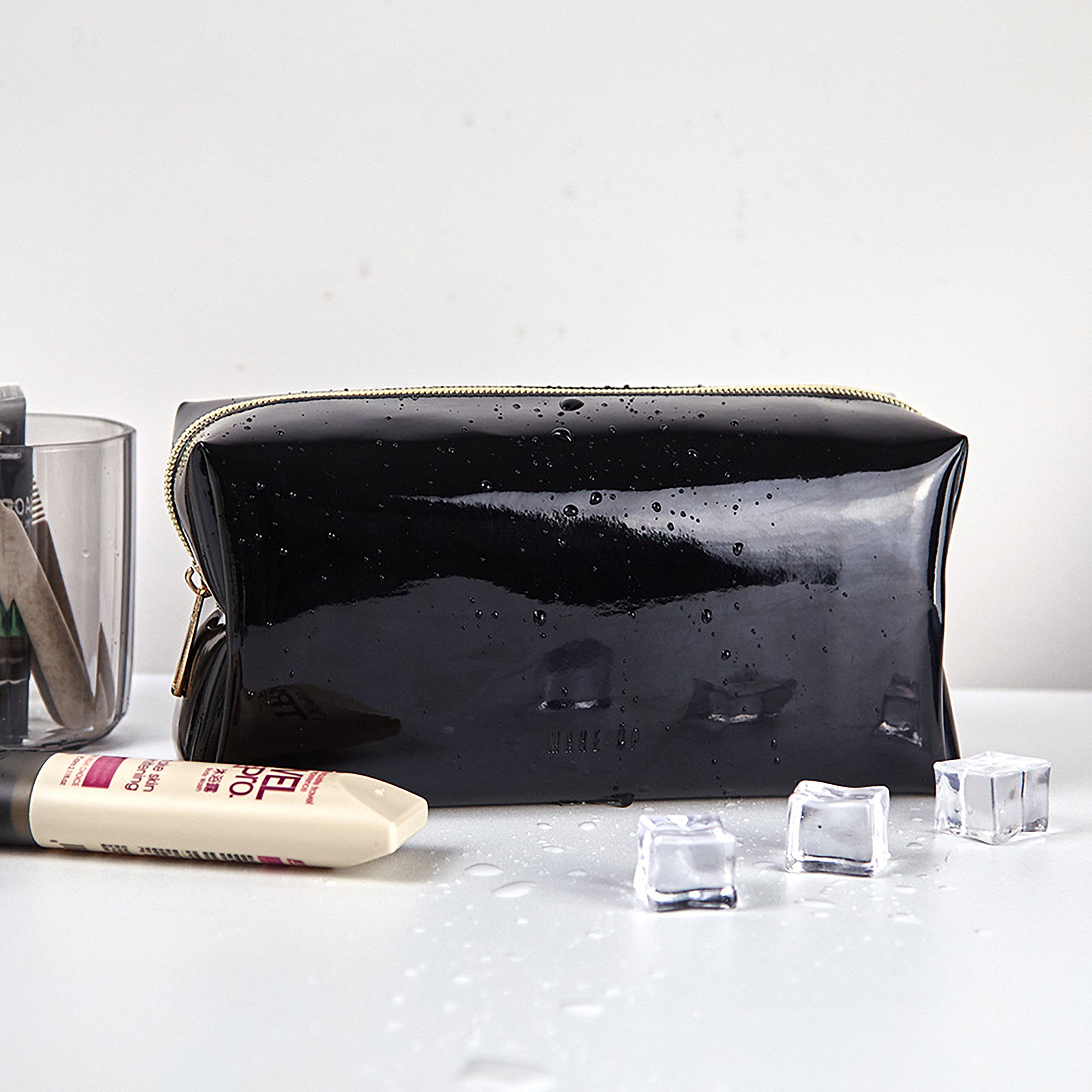 New Customized leather handbag travel makeup bag good quality cosmetic pouch bag