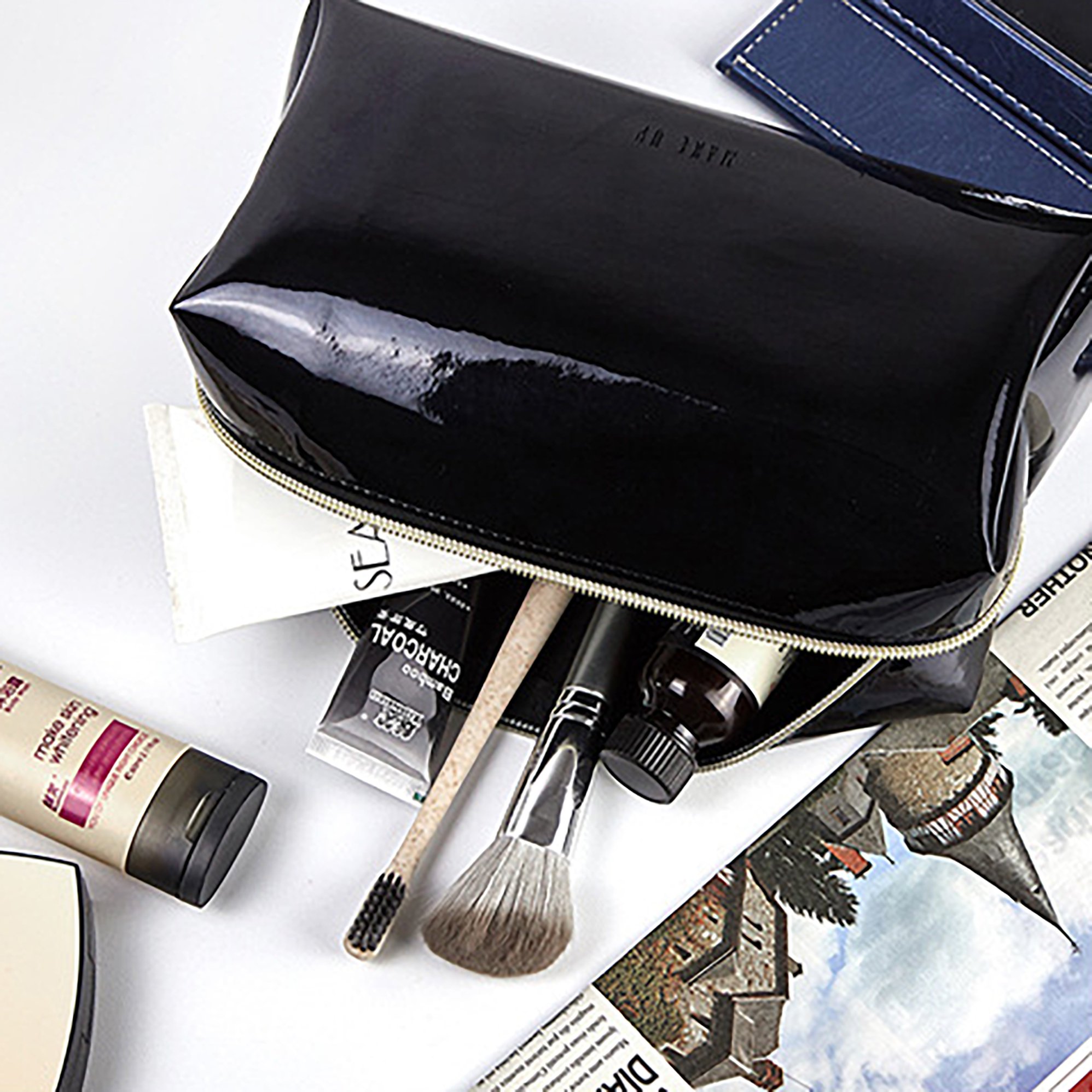New Customized leather handbag travel makeup bag good quality cosmetic pouch bag