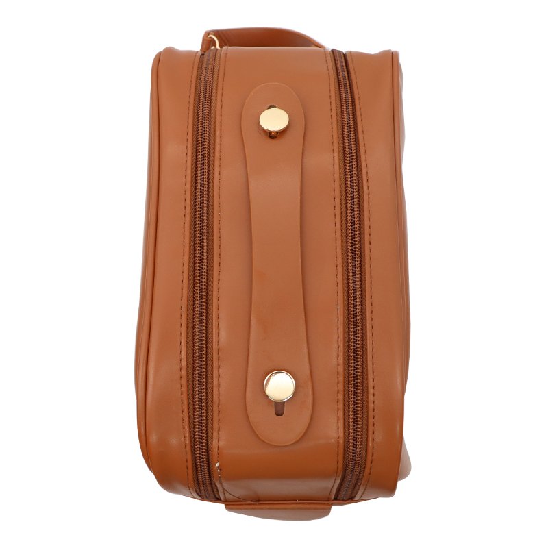Factory wholesale leather cosmetic case makeup case leather zipper pouch cosmetic organizer