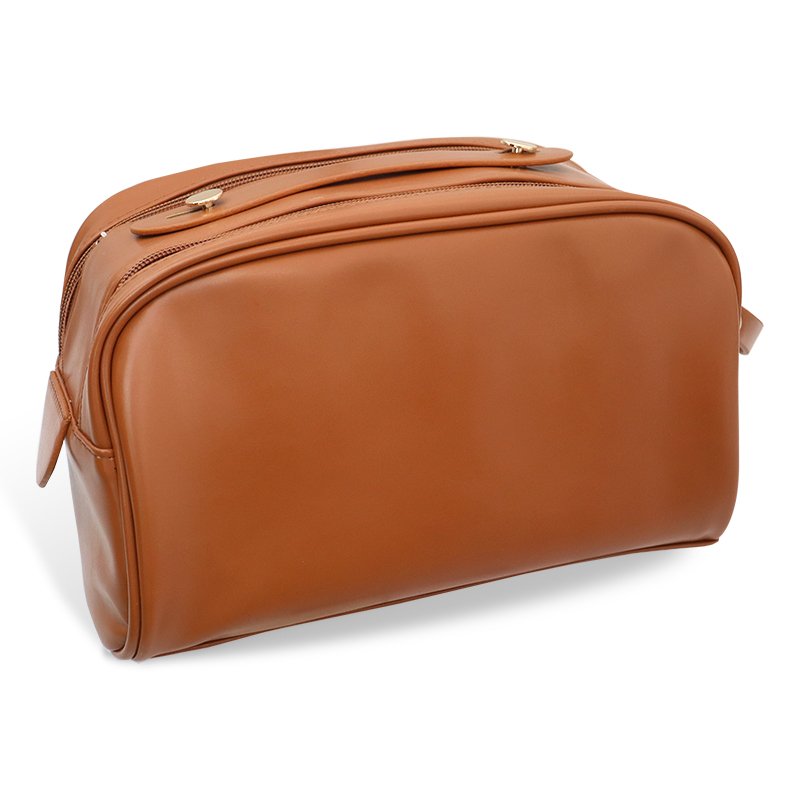 Factory wholesale leather cosmetic case makeup case leather zipper pouch cosmetic organizer