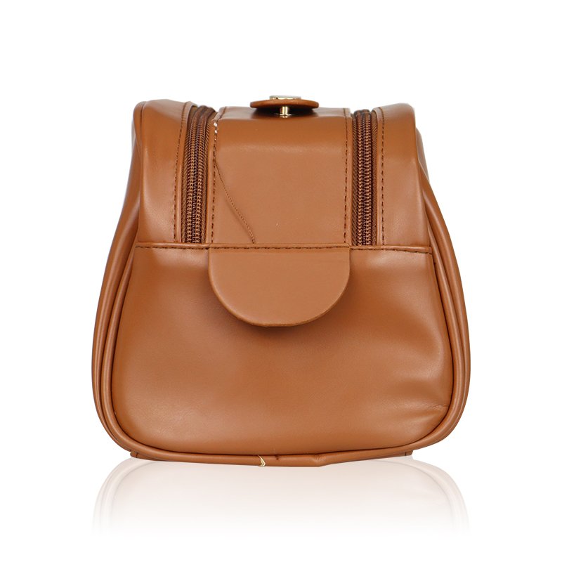 Factory wholesale leather cosmetic case makeup case leather zipper pouch cosmetic organizer