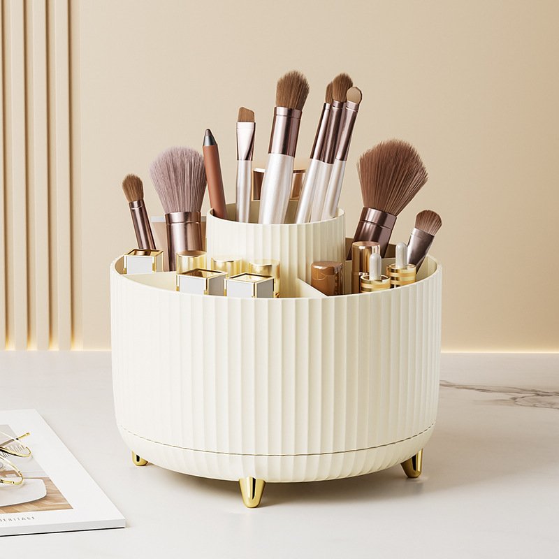 Makeup Brush Holder Rotating Multifunction Cosmetic Storage for Bathroom Countertop Bedroom Nightstand Desktop Desk Organizer