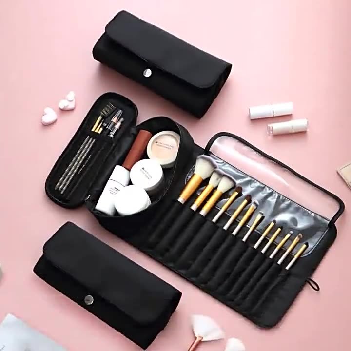 Portable Makeup Brush Organizer Makeup Cosmetic Brush Bag Makeup Brush Roll Up Case Pouch Holder for Woman
